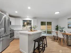 Light and bright kitchen and dining