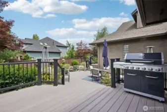 Natural gas grill and fire pit allows you to entertain in style without refilling propane tanks