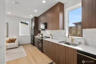 Custom cabinetry throughout the kitchen.