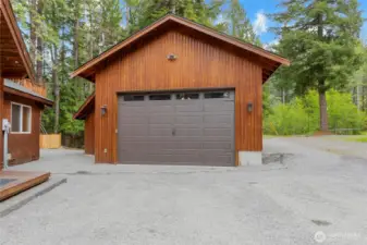 Two car garage with 10 foot door.