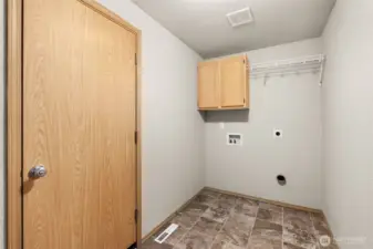 Large laundry room on lower level with pass through to garage.