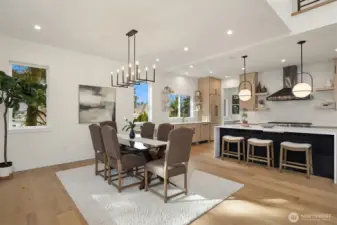 Plenty of space for intimate dinners or large gatherings. Additional breakfast bar seating for cooking & conversations