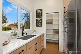 Large prep/pantry area, perfect for entertaining and keeping a tidy kitchen