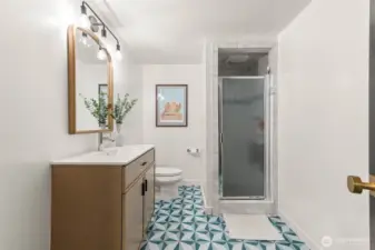 3/4 bathroom in basement.