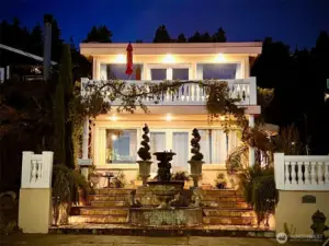 Beautiful stone and stucco home on a commanding corner lot.