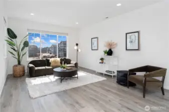 Open living room with big windows for light