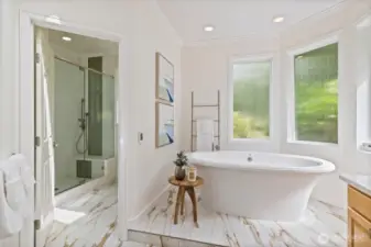 Primary bathroom with soaking tub