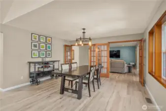 This beautiful dining area is part of a large gathering area