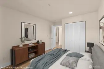 Bedroom looking toward closet.