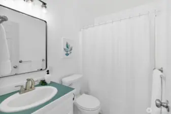 Main bathroom in hall
