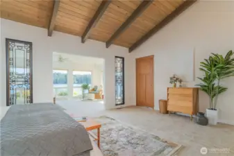 The bedroom is large and....