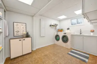 Here is the potential laundry or kitchen area with one suggested us of the space.