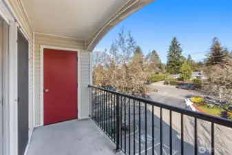 Large storage closet on covered balcony