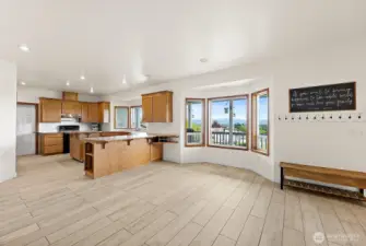 Dining opens to kitchen
