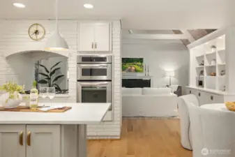 Open layout flows seamlessly from the kitchen into the family room