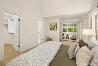 Spacious layout with walk-in closet and connected sitting room.