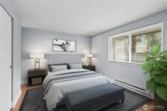 Primary bedroom virtually staged