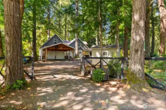Gated entrance to garage