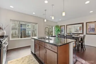 Kitchen overlooking dining