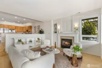 Back lit book shelf.