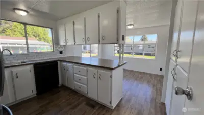 Large kitchen with lots of natural light