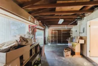 Work shop attached to house.