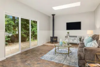 Large sliding door from family room to back yard.