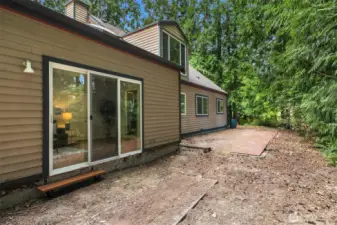 Exterior view of the slider door off the family room.