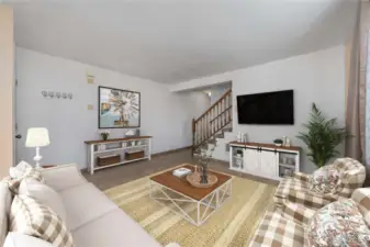 A spacious living room - virtually staged to show the rooms potential!