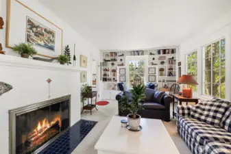 Classic built-in shelving will house all your fine collectibles.