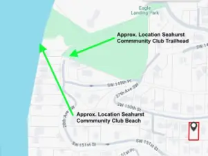 Excellent location near community beach access via Seahurst Community Club.