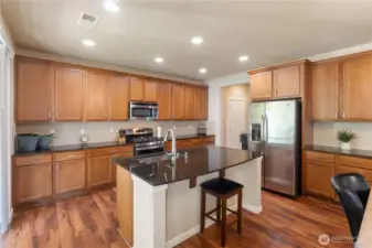 Kitchen with island and room for seating