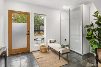 Sophisticated entry and a nice closet system on the right side! Doubles up as a mud room!
