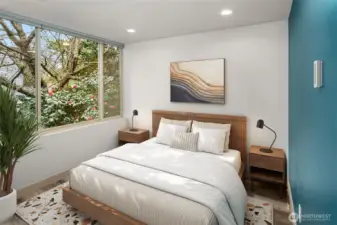 Bedroom one virtually staged.