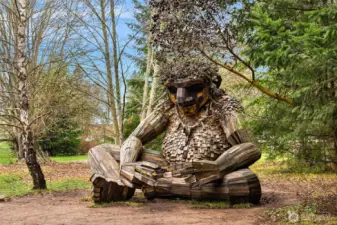 Just moments away, a beloved local art installation adds personality and a touch of Pacific Northwest whimsy to the surrounding park experience.