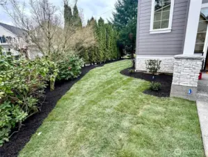 Yard is professionally  landscaped, iIrrigated and fenced for privacy.  Maintenance is included in HOA dues