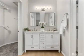 Brand new vanity and fixtures with double sinks