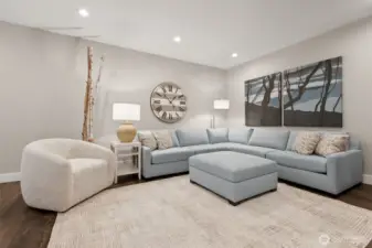 Family room in daylight basement