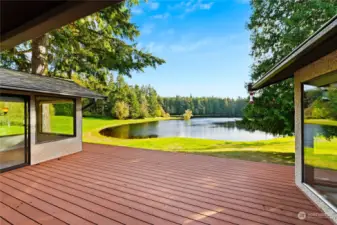 Spacious trex-style deck to oversee the lake and watch the wildlife.