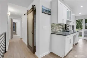 Spacious Pantry with barn door.