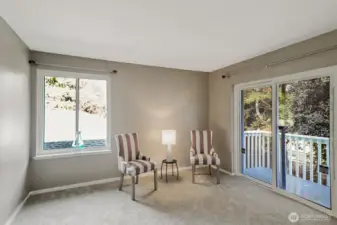 The balcony is private and is easily accessed from the great room.