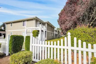 This angle shows the back of the condos as well as the back yard.