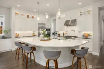 This island will easily seat 6 and is perfect for watching the cook!