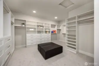 The primary closet is swoon worthy