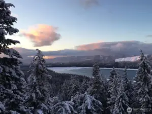 Winter view of Lake Cle Elum from the deck
