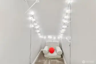 Versatile under-stair storage or reading nook.