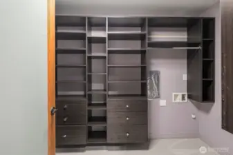 Huge closet with built-ins and washer/dryer hook ups.