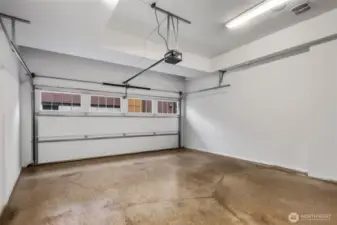 Spacious two car garage.