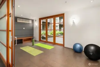 Namaste! The lovely yoga room leads directly into the courtyard.