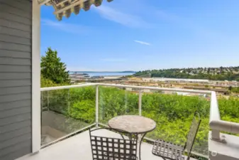 Covered balcony with views